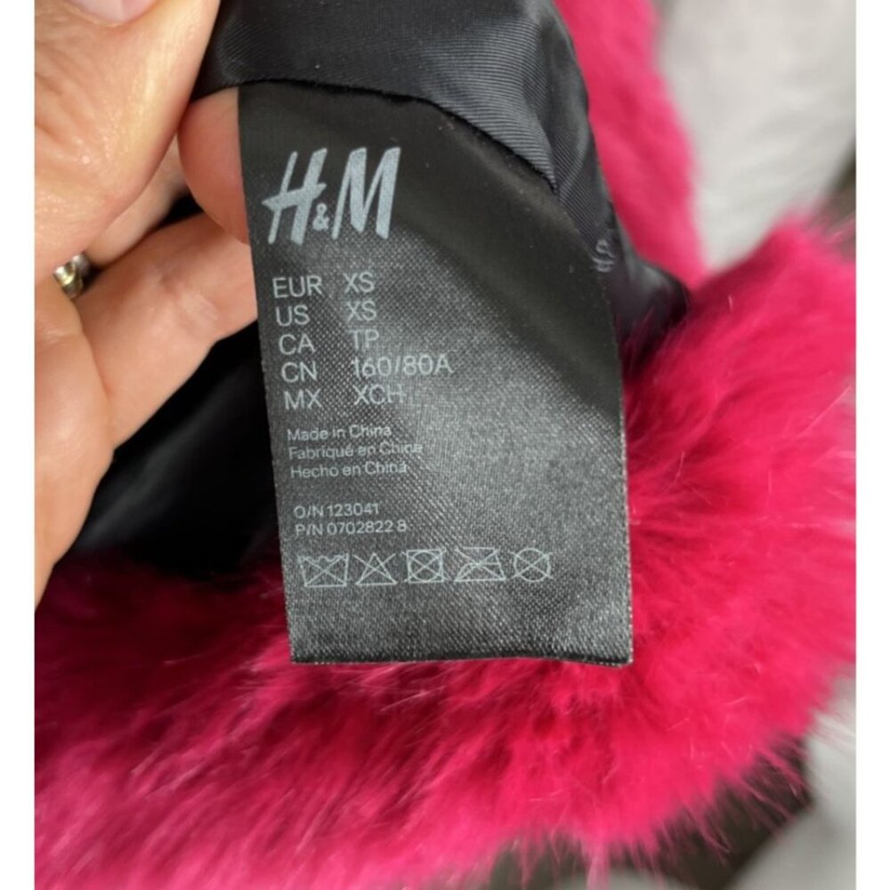 H&M X Moschino Jeremy Scott Pink Faux Fur Coat w/ Chains Womens Size XS - Picture 9 of 16